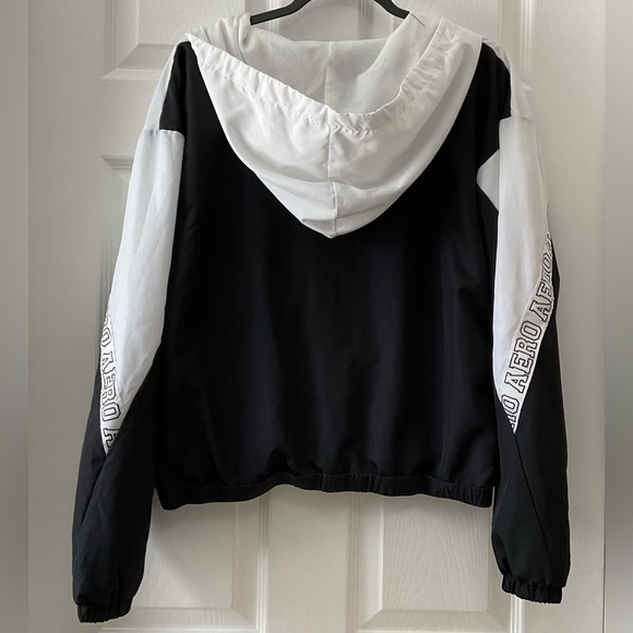 Aeropostale Black and White Windbreaker Jacket - Picture 2 of 5